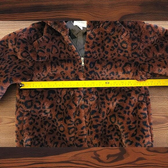 Nine West Faux Fur Leopard Print Hooded Jacket XS – Soft & Stylish - Picture 5 of 11